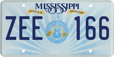 MS license plate ZEE166