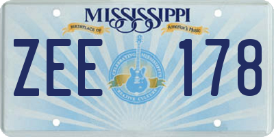 MS license plate ZEE178