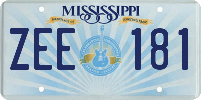 MS license plate ZEE181