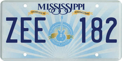 MS license plate ZEE182