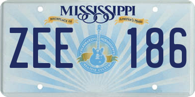 MS license plate ZEE186
