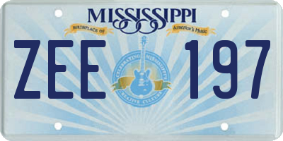 MS license plate ZEE197