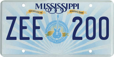 MS license plate ZEE200