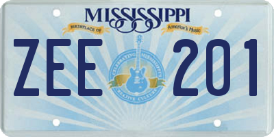 MS license plate ZEE201