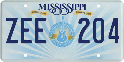 MS license plate ZEE204