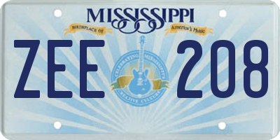 MS license plate ZEE208