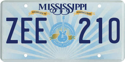 MS license plate ZEE210
