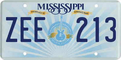 MS license plate ZEE213