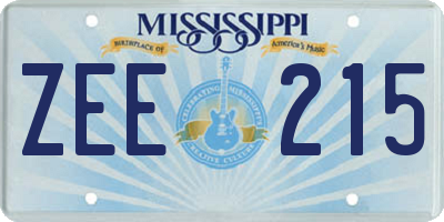 MS license plate ZEE215