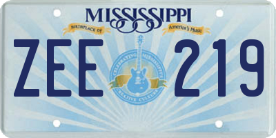 MS license plate ZEE219