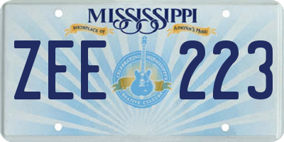 MS license plate ZEE223