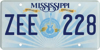 MS license plate ZEE228