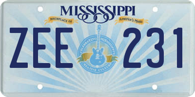 MS license plate ZEE231