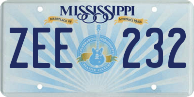 MS license plate ZEE232