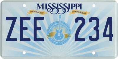 MS license plate ZEE234