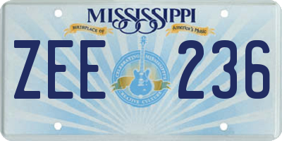 MS license plate ZEE236