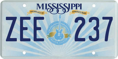 MS license plate ZEE237