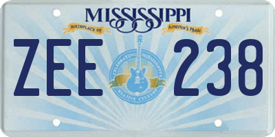 MS license plate ZEE238