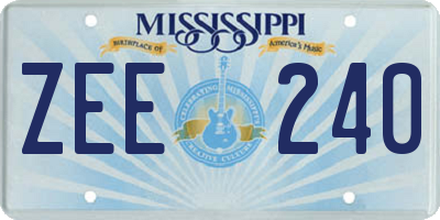 MS license plate ZEE240