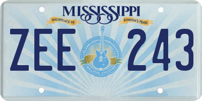 MS license plate ZEE243