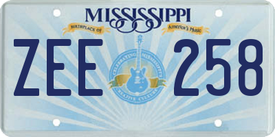 MS license plate ZEE258