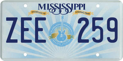 MS license plate ZEE259
