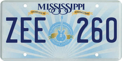 MS license plate ZEE260