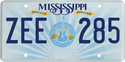 MS license plate ZEE285