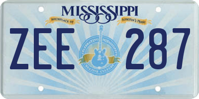 MS license plate ZEE287