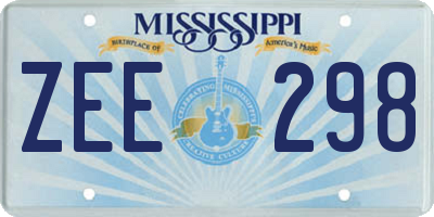 MS license plate ZEE298