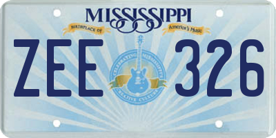 MS license plate ZEE326