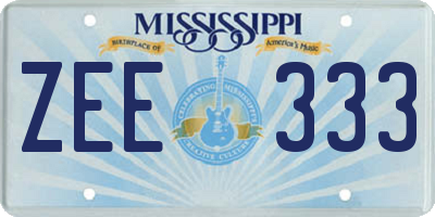 MS license plate ZEE333
