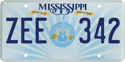 MS license plate ZEE342