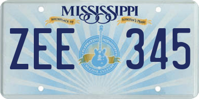 MS license plate ZEE345