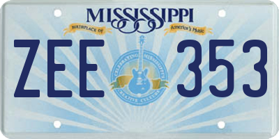 MS license plate ZEE353