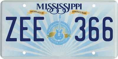 MS license plate ZEE366