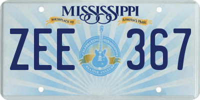 MS license plate ZEE367