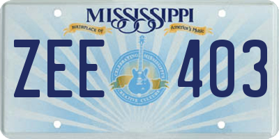 MS license plate ZEE403