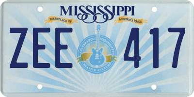 MS license plate ZEE417