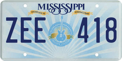 MS license plate ZEE418
