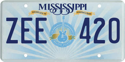 MS license plate ZEE420