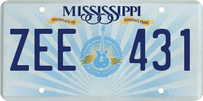 MS license plate ZEE431