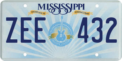 MS license plate ZEE432