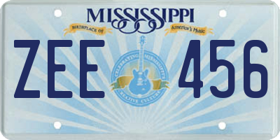 MS license plate ZEE456