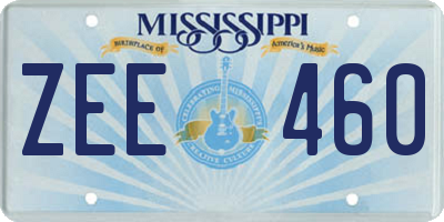 MS license plate ZEE460