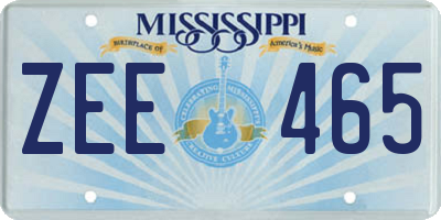 MS license plate ZEE465