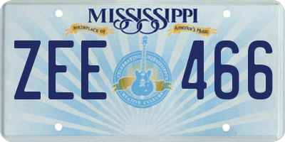 MS license plate ZEE466