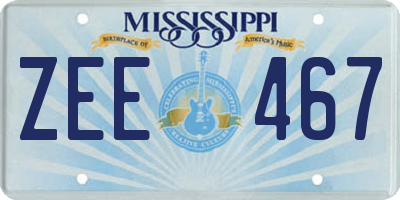 MS license plate ZEE467