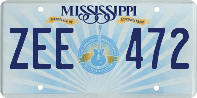MS license plate ZEE472