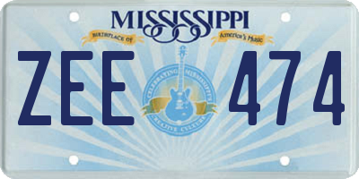 MS license plate ZEE474